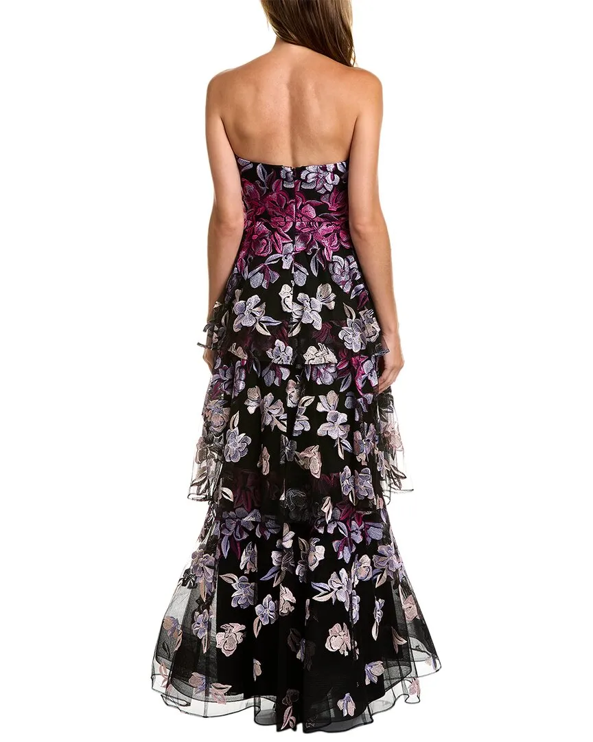 Marchesa Notte Tiered Strapless Gown