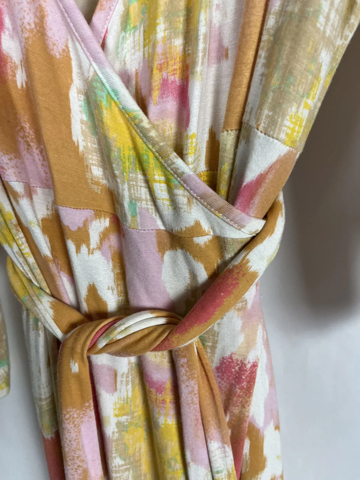Melissa McCarthy 77 Size 1X (18) Yellow & Orange Ikat Wrap Dress