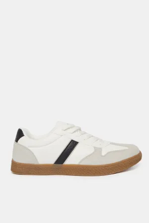 Men White Material Block Sneakers