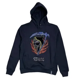 Men's Rhinestone Strong Reaper Hoodie In Black