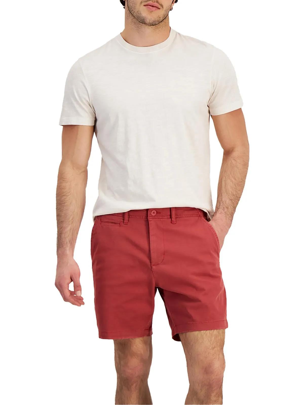 Mens Solid Cotton Flat Front