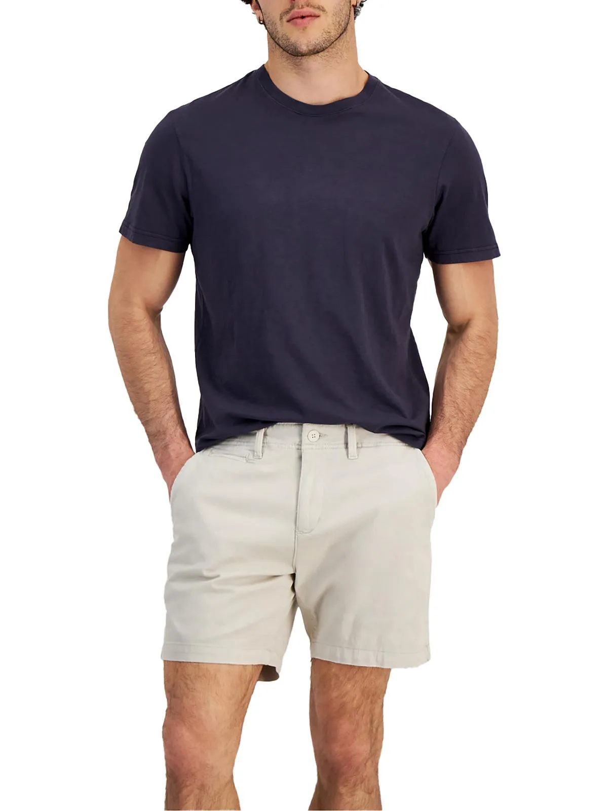 Mens Solid Cotton Flat Front
