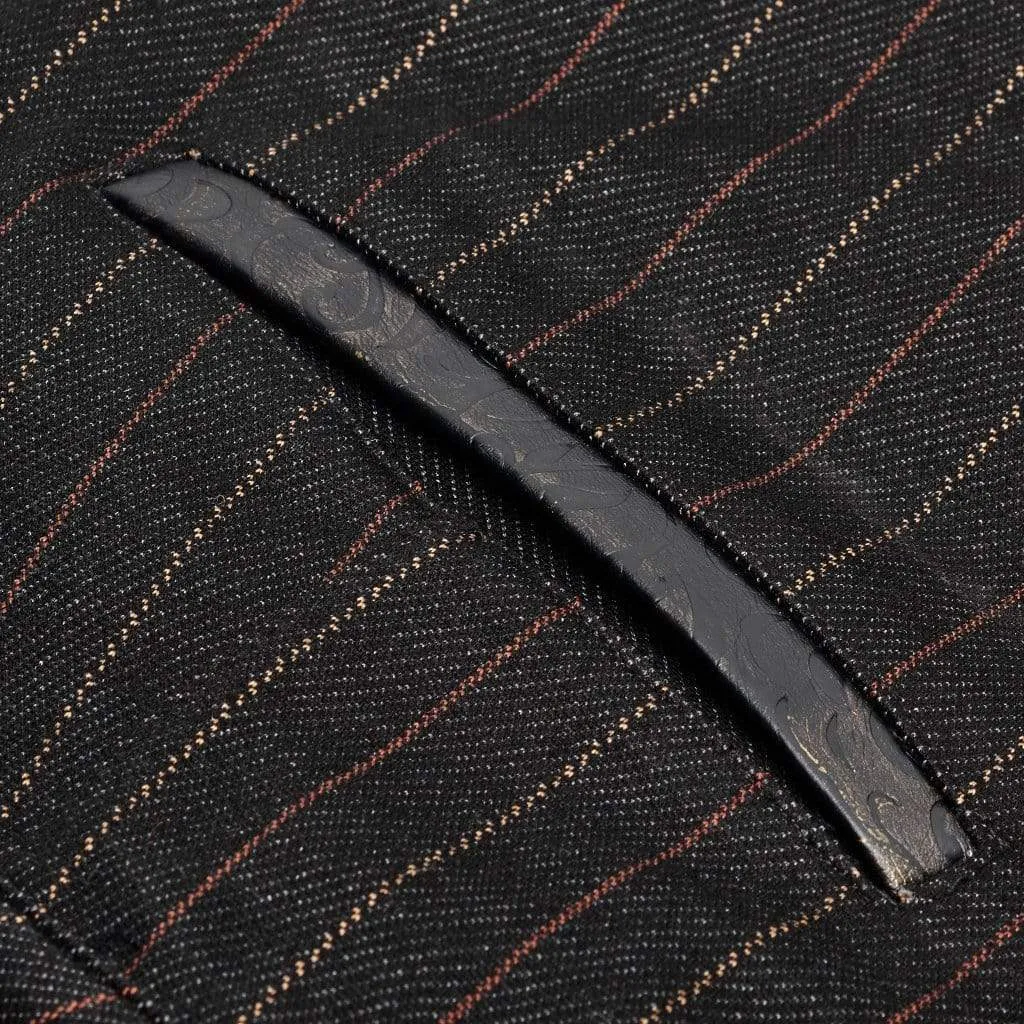 Men's Steampunk Buckles Pinstripes Straight-leg Pants