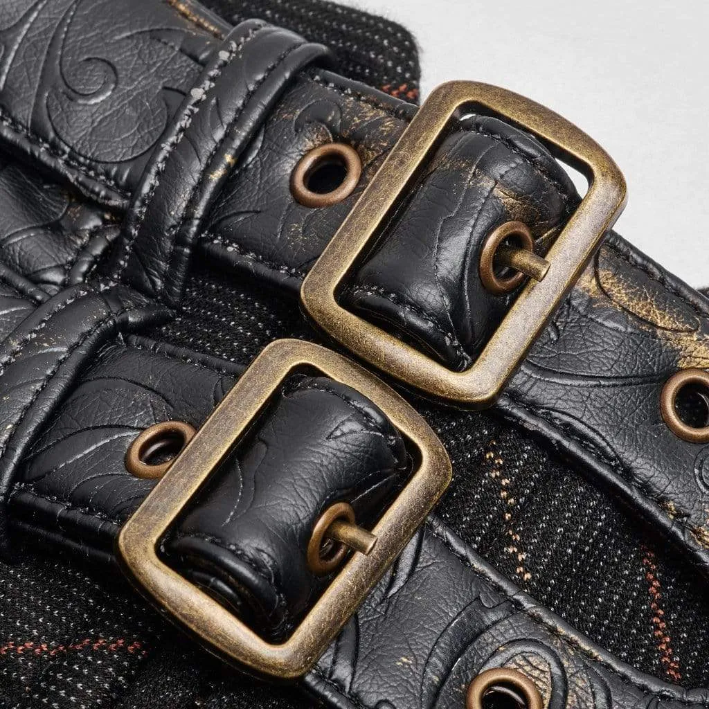 Men's Steampunk Buckles Pinstripes Straight-leg Pants