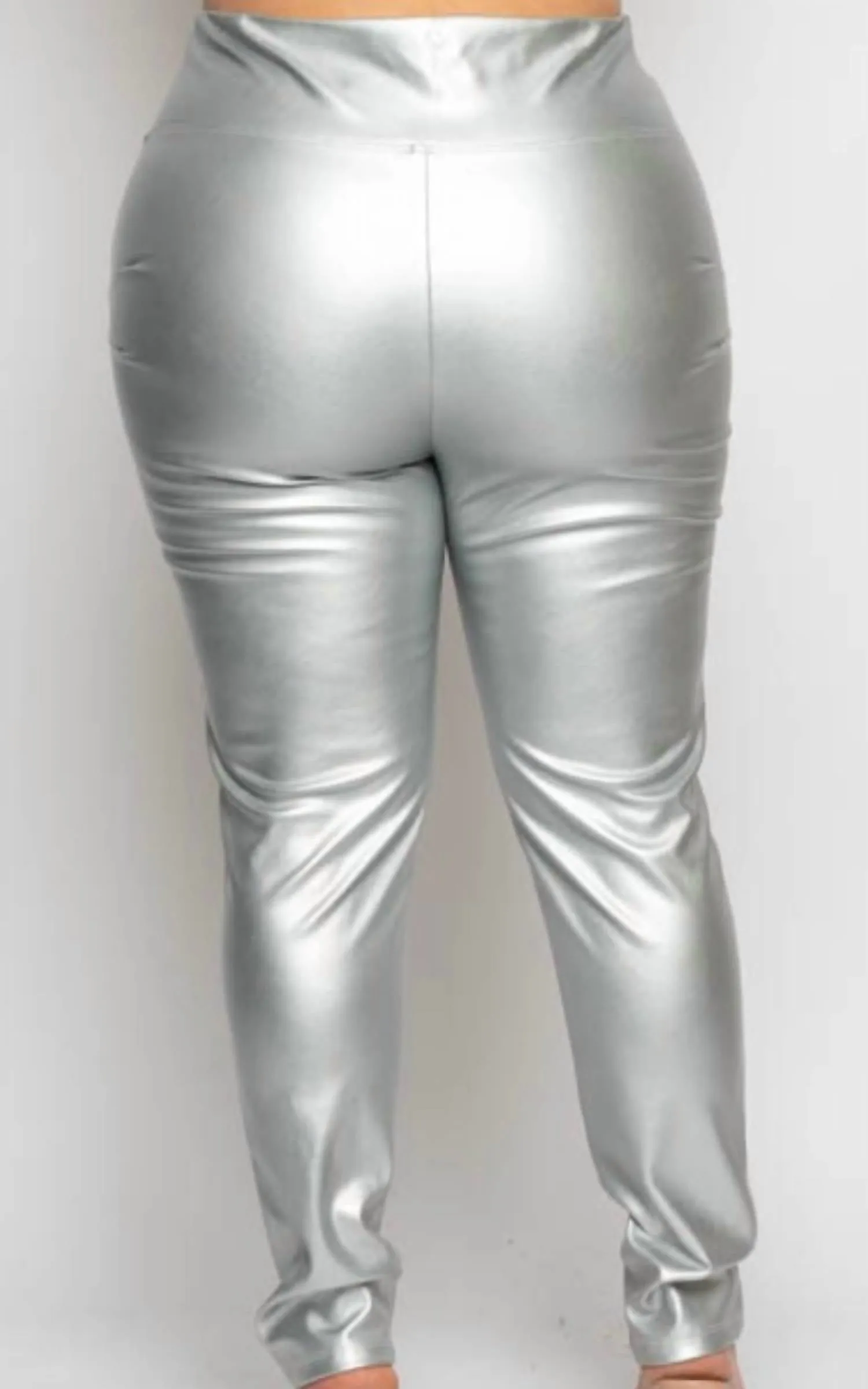 Metallic Leggings In Silver