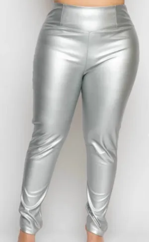 Metallic Leggings In Silver