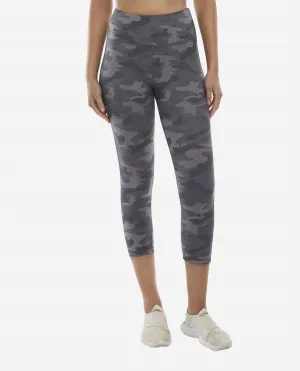 Mid-Rise Camo Cropped Leggings In Grey Camo Print