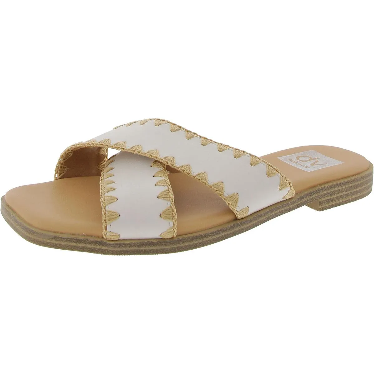 Miguel Womens Slip On Criss Cross Slide Sandals