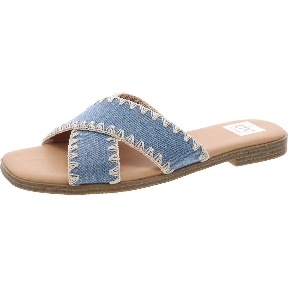 Miguel Womens Slip On Criss Cross Slide Sandals