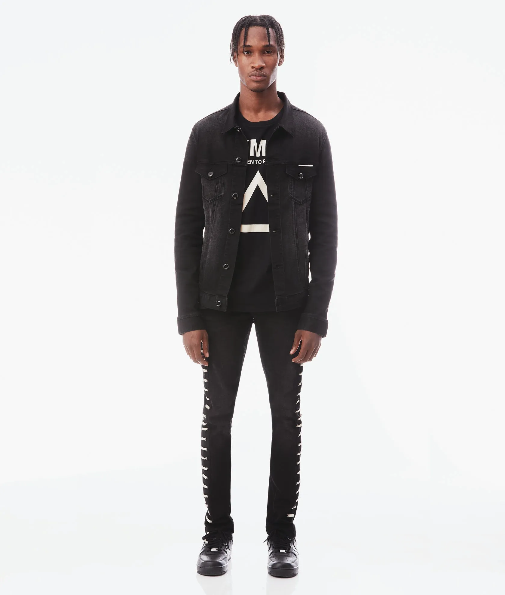 Mk1 Denim Jacket Lace In Black Lace