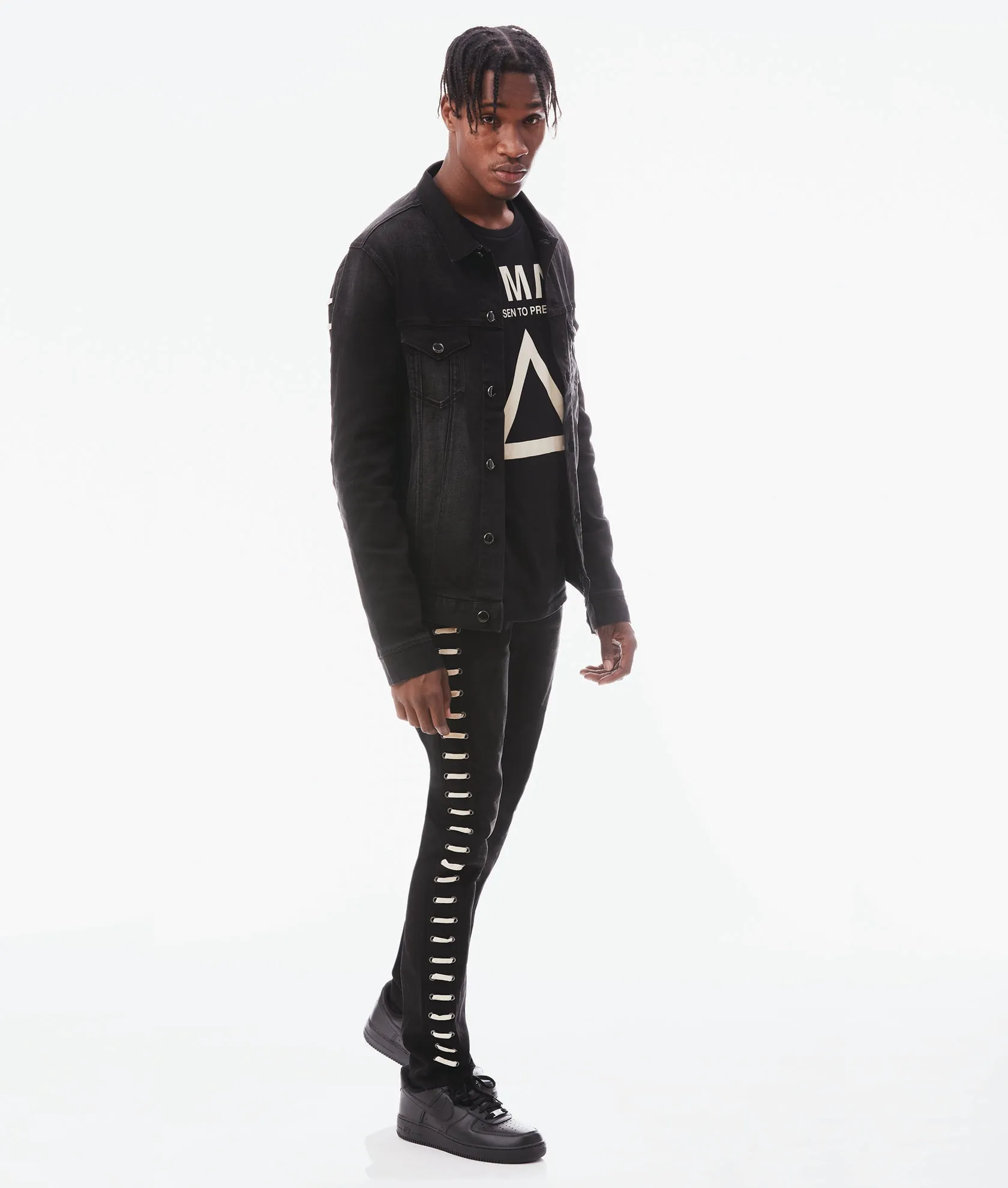 Mk1 Denim Jacket Lace In Black Lace