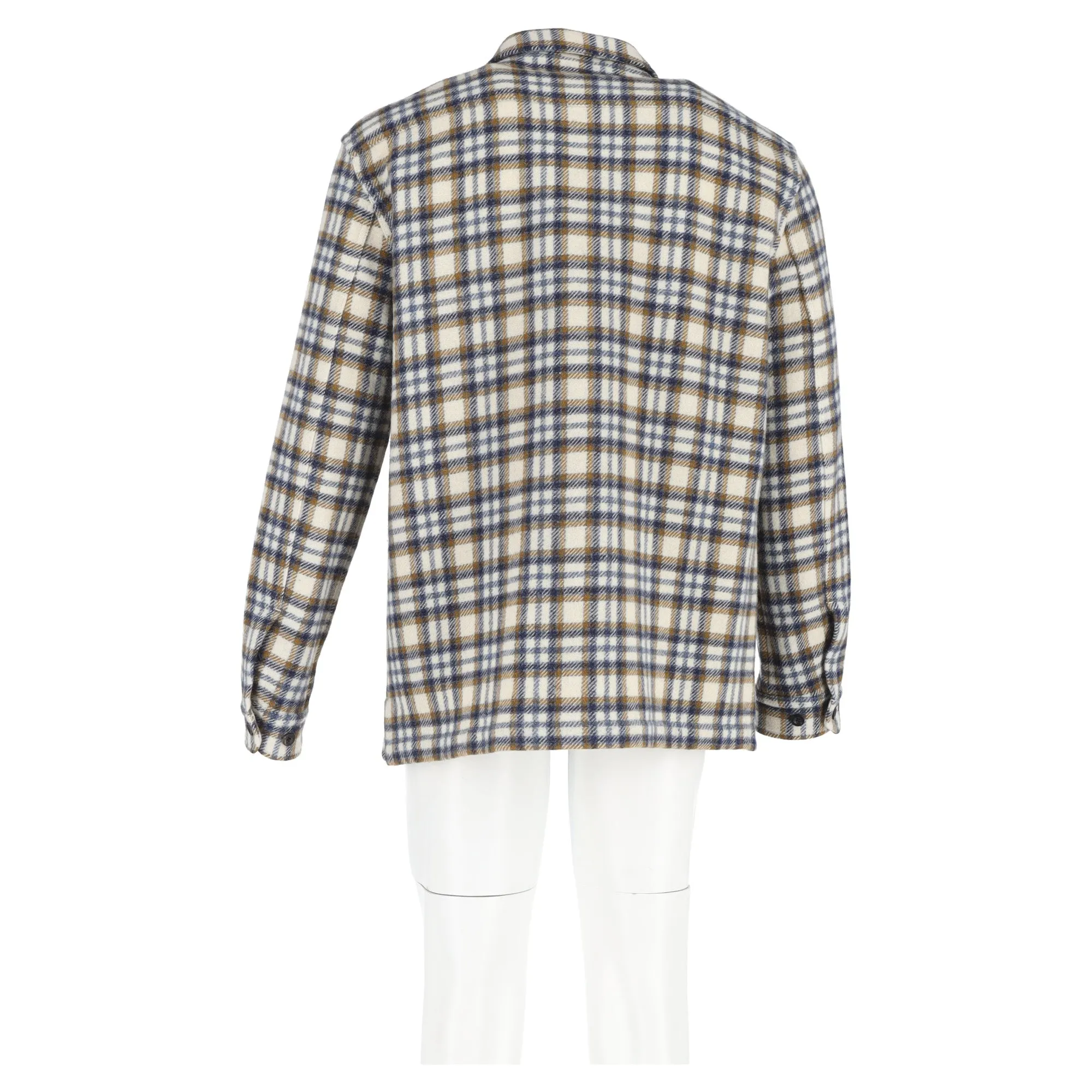 Mr. P. Checked Button-Down Overshirt in Multicolor Wool