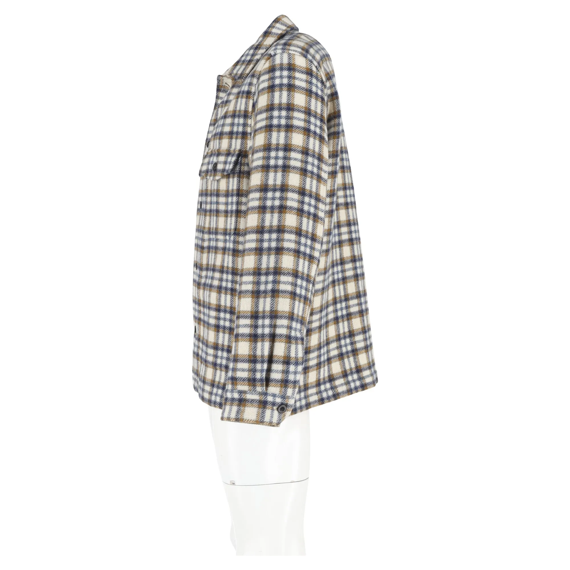 Mr. P. Checked Button-Down Overshirt in Multicolor Wool