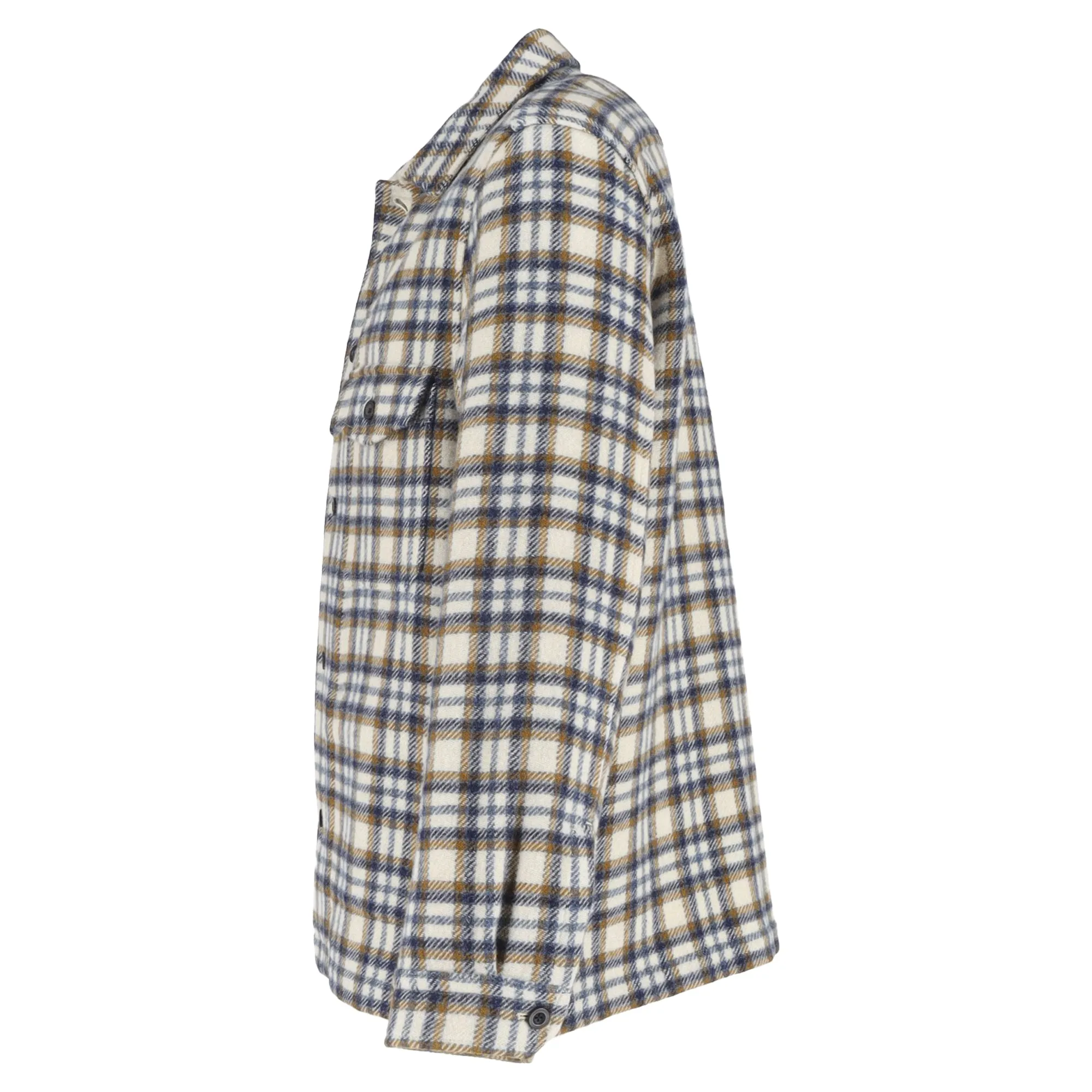 Mr. P. Checked Button-Down Overshirt in Multicolor Wool