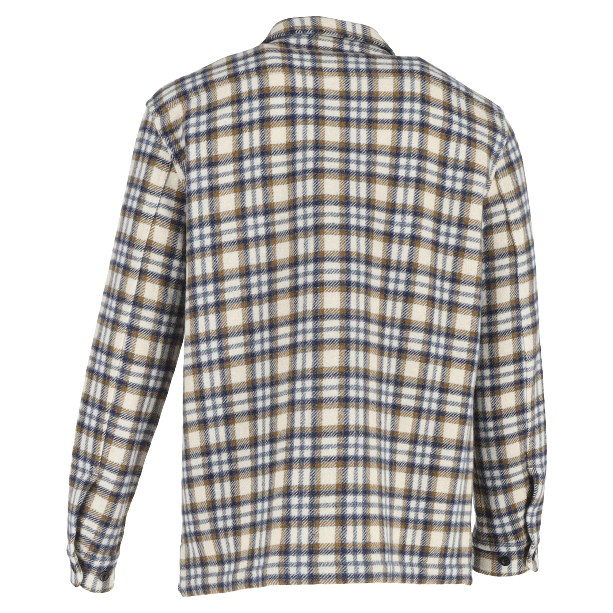 Mr. P. Checked Button-Down Overshirt in Multicolor Wool