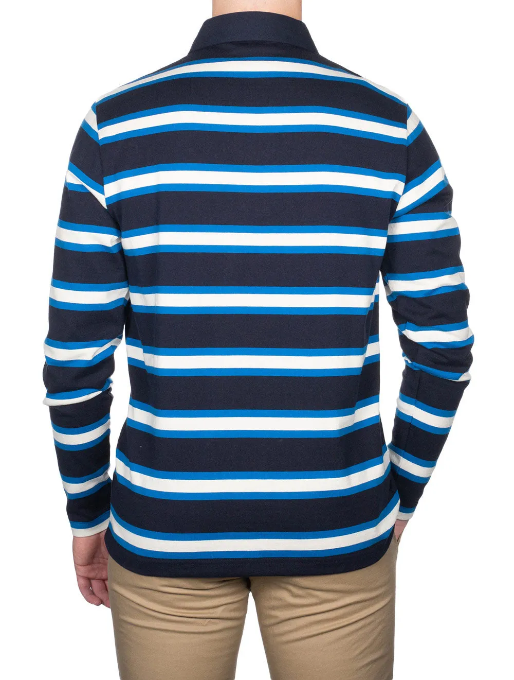 Multistripe Long Sleeve Rugger Evening Blue