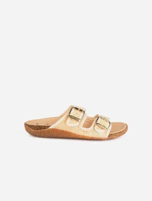 My Footbed Rafia Cork Vegan Sandals | Beige