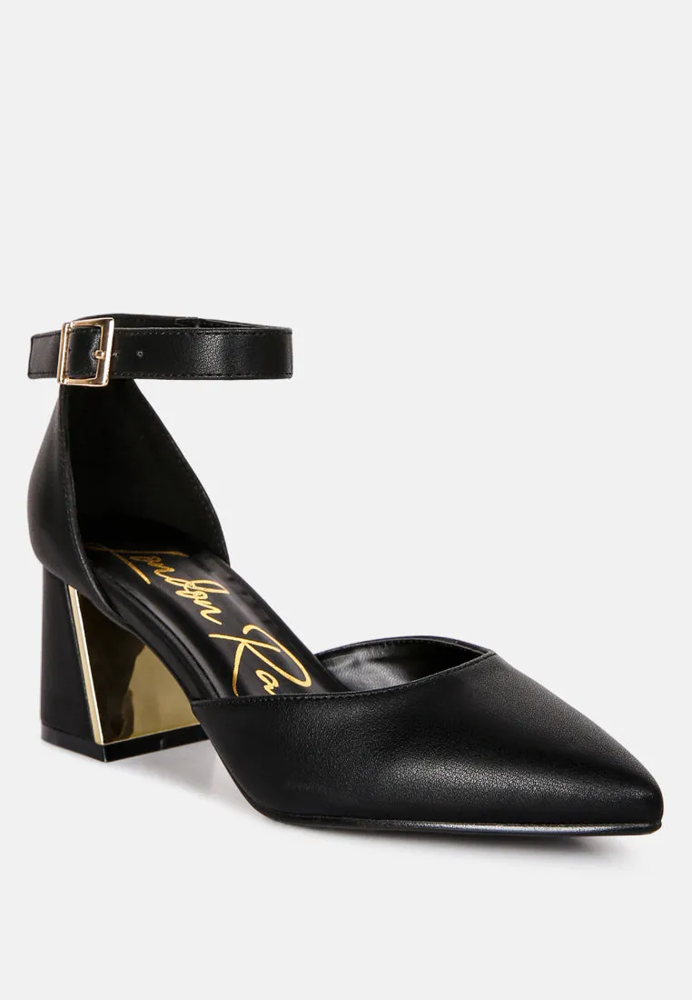 myla faux leather metallic sling heeled sandals