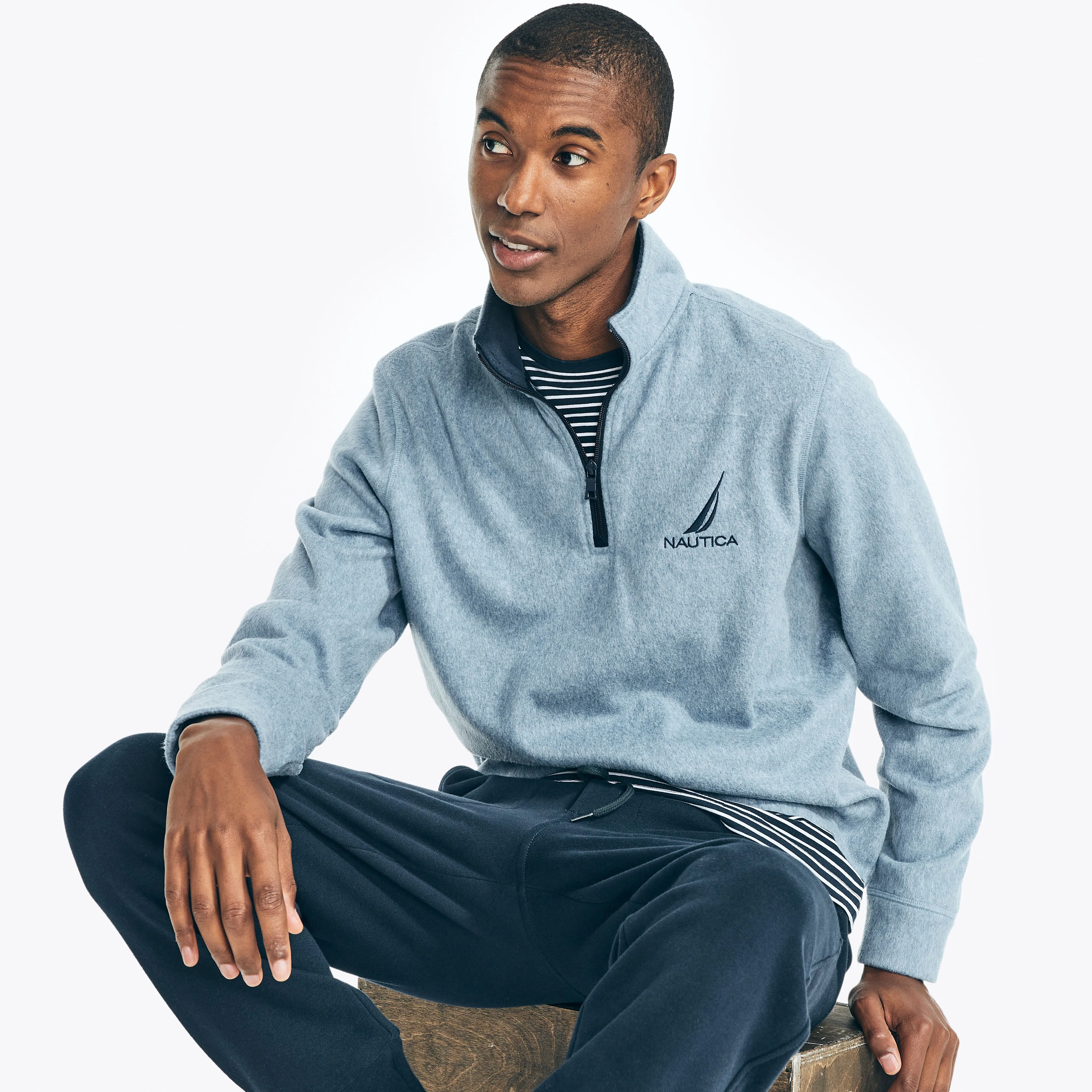 Nautica Mens Quarter Zip Nautex Fleece Pullover