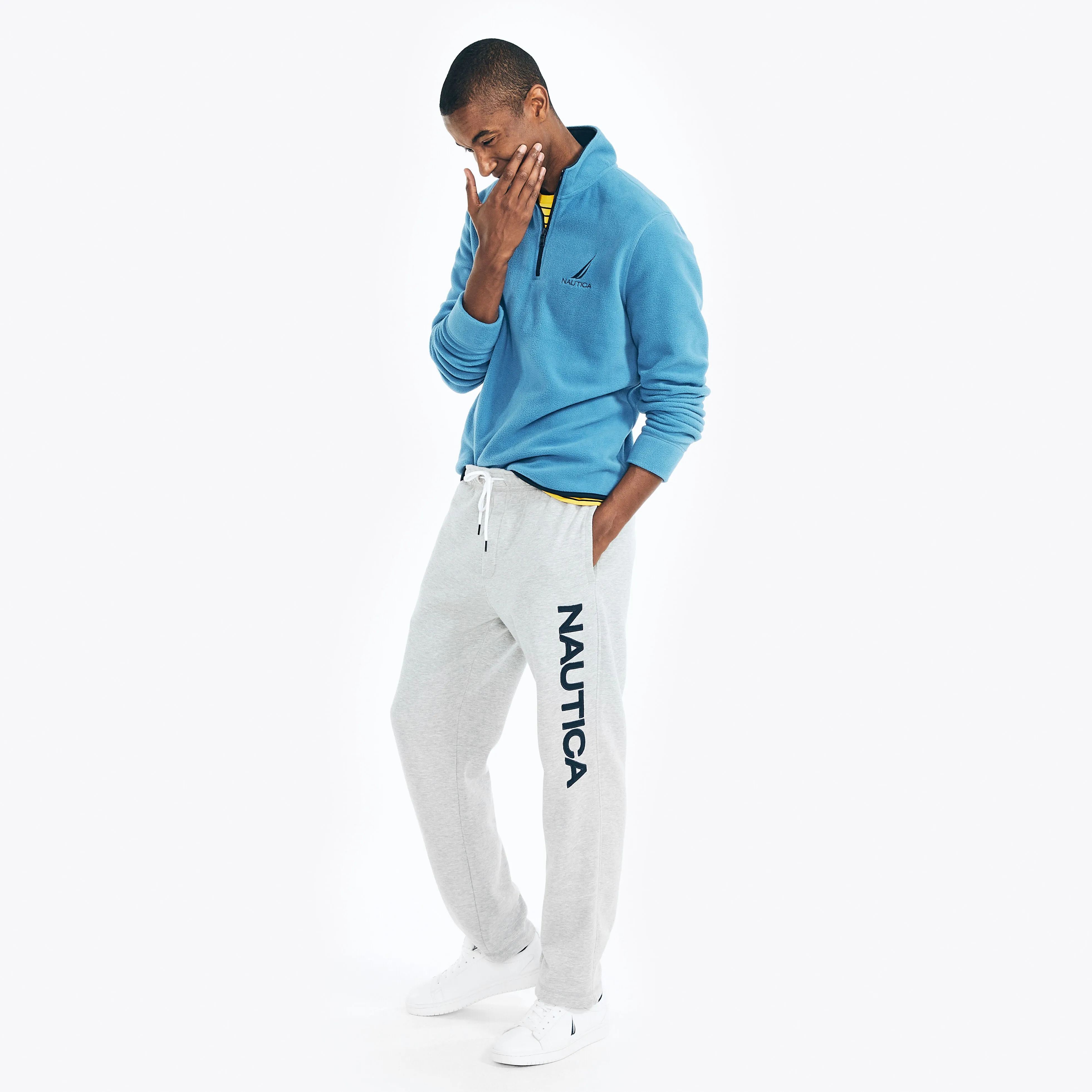 Nautica Mens Quarter Zip Nautex Fleece Pullover