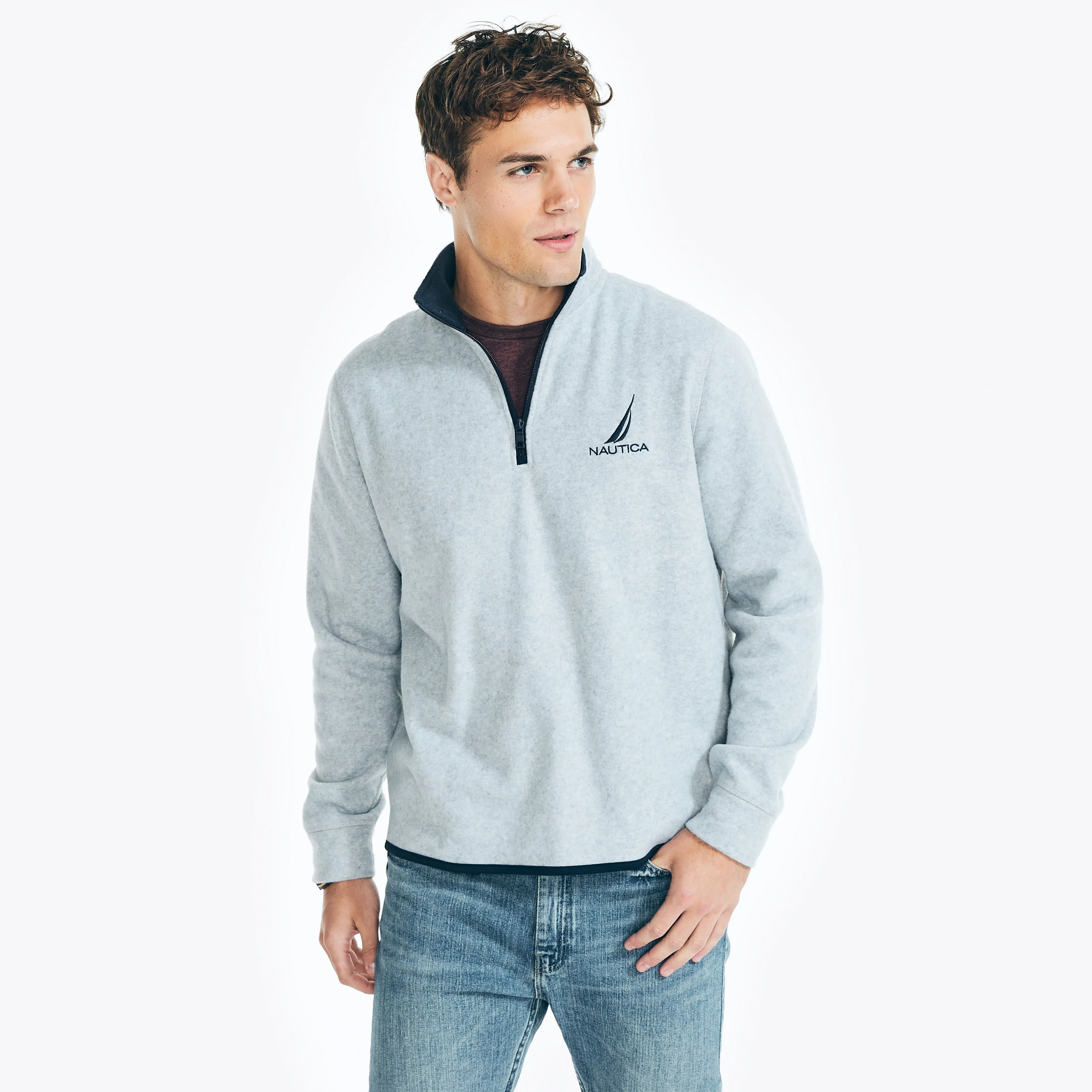 Nautica Mens Quarter Zip Nautex Fleece Pullover