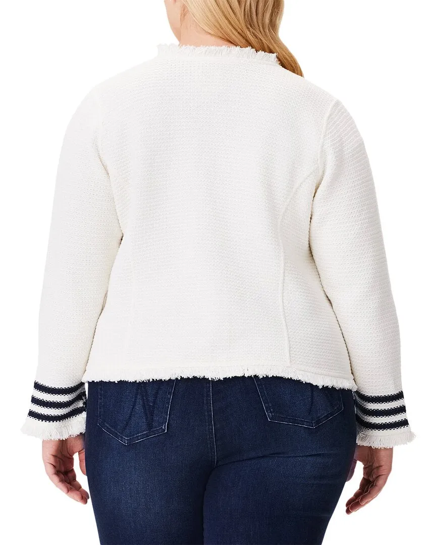 NIC ZOE Plus Subtle Stripe Fringe Mix Knit Jacket