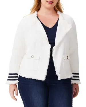 NIC ZOE Plus Subtle Stripe Fringe Mix Knit Jacket
