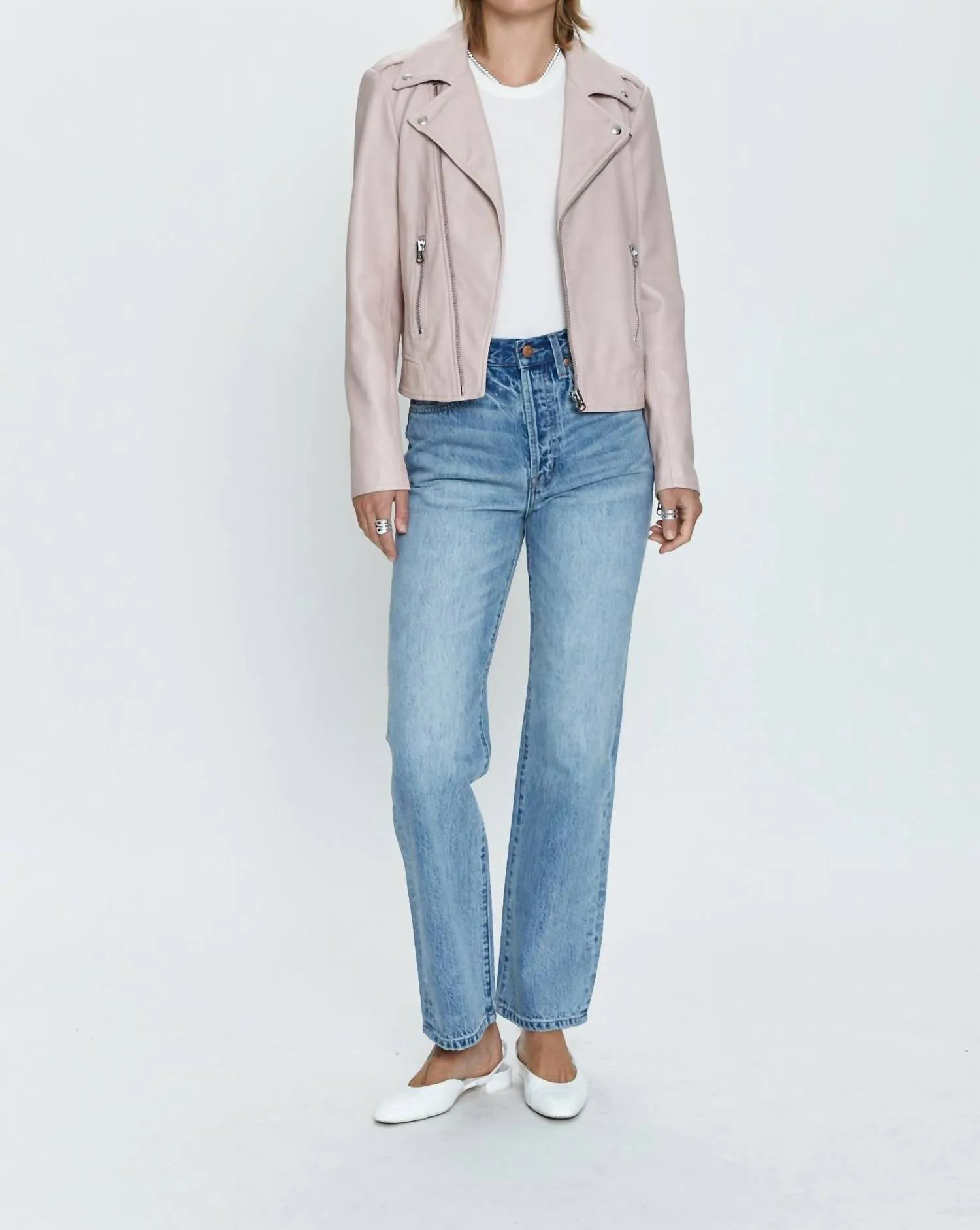 Nicolette Mod Moto Jacket In Mellow Rose