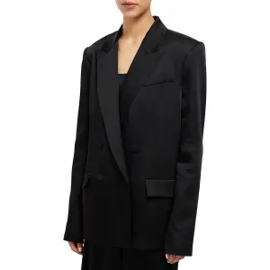 Norah Womens Shoulder Pads Acetate Double-Breasted Blazer