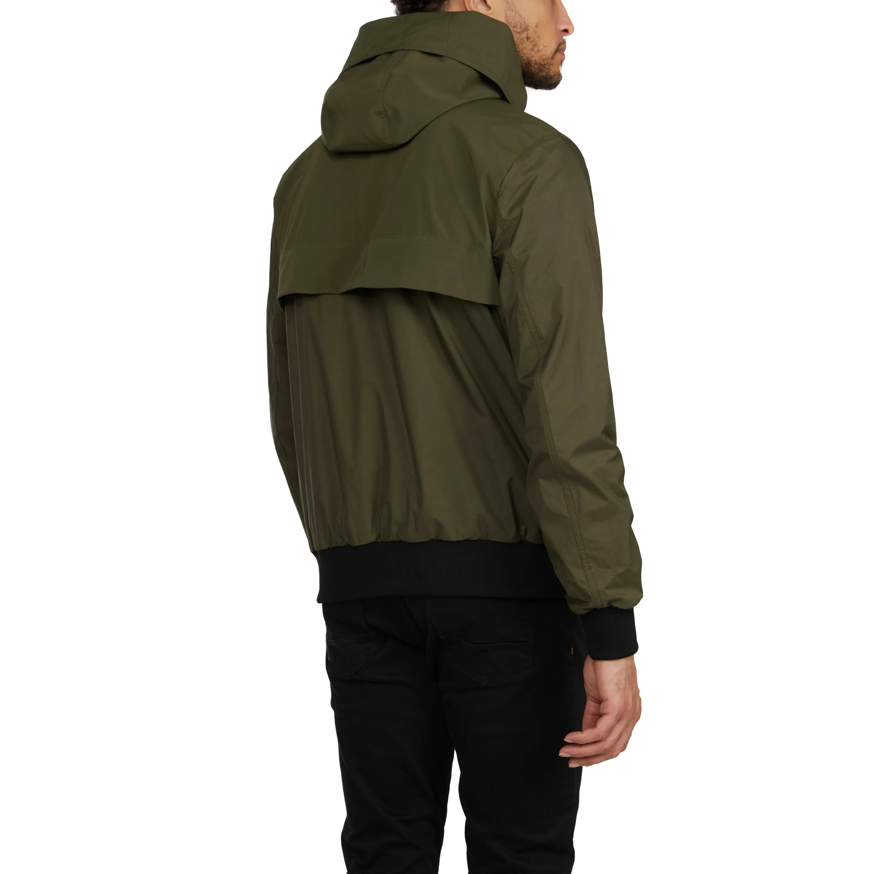 Pajar Men’s Pierce Mixed-Media Rain Bomber Jacket with Fixed Hood