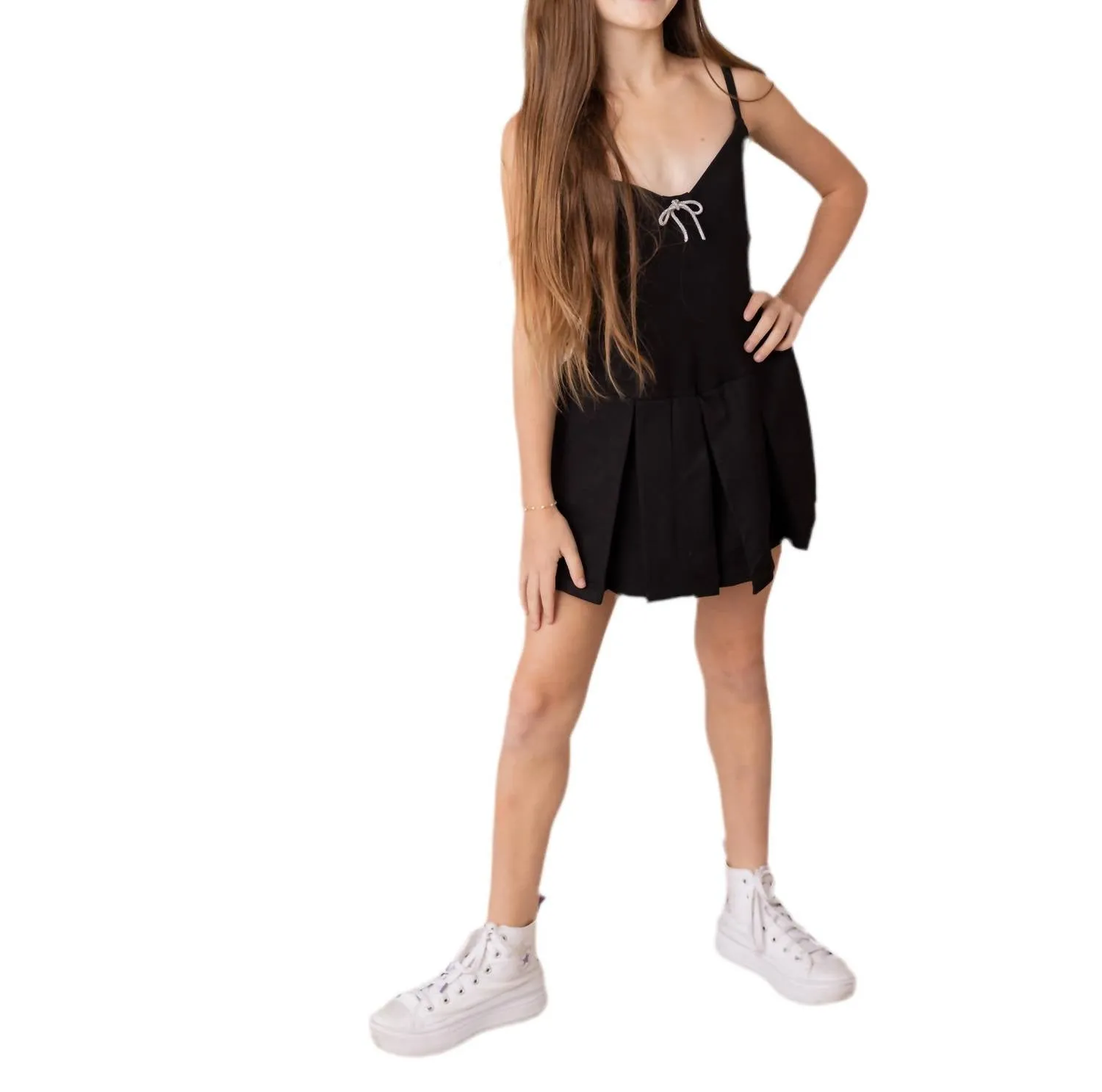 Party Bow Dress Romper In Black