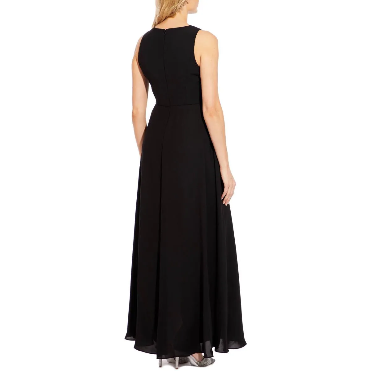 Petites Womens Crepe Overlay Jumpsuit