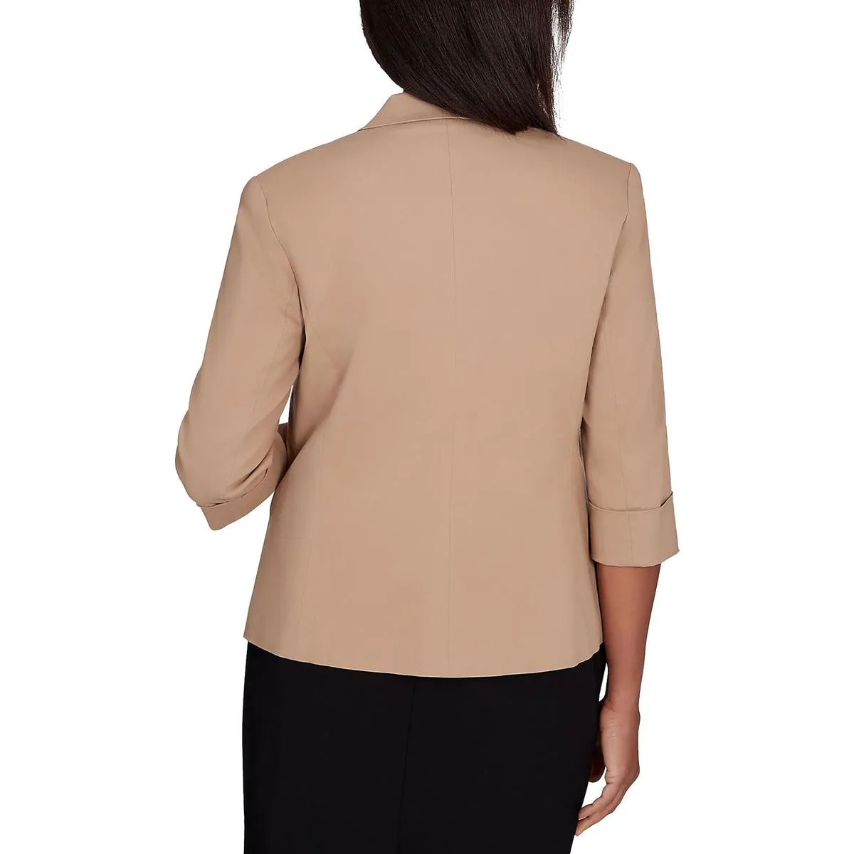 Petites Womens Cuffed Rayon One-Button Blazer