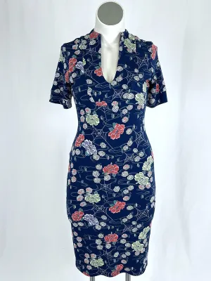 Pinup Couture Size 12 Navy & Rose Asian Floral Retro Dress