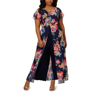 Plus Womens Printed Chiffon Jumpsuit