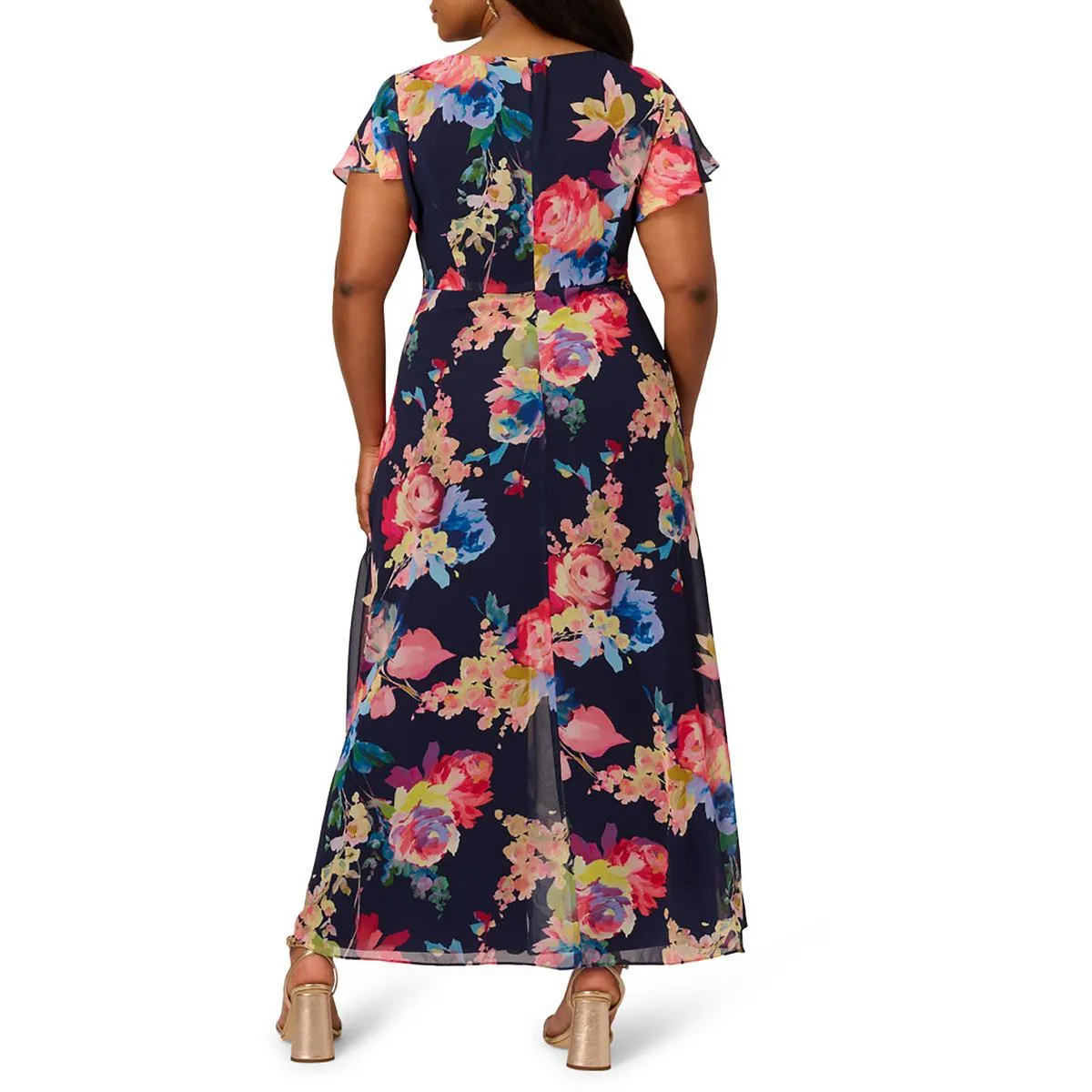Plus Womens Printed Chiffon Jumpsuit