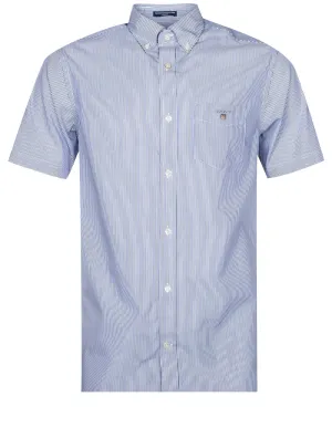 Regular Fit Broadcloth Banker Buttondown Shortsleeve College Blue