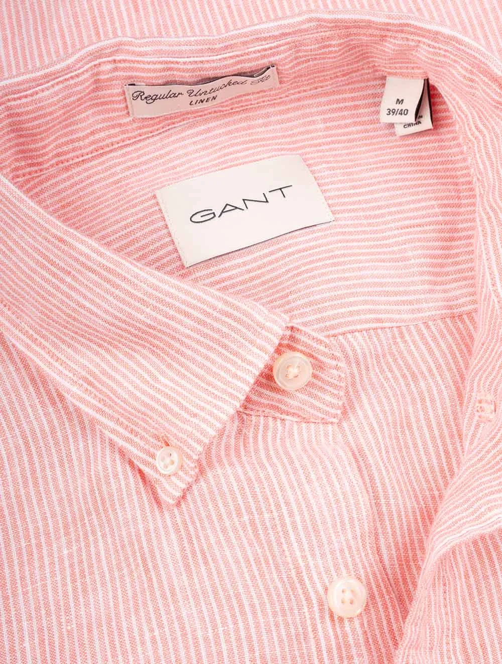 Regular Linen Stripe Shirt Peachy Pink