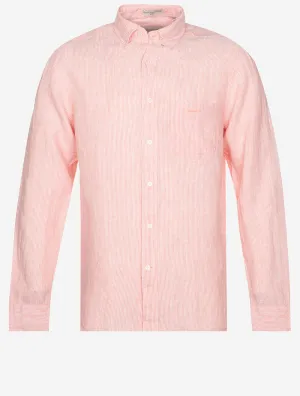 Regular Linen Stripe Shirt Peachy Pink