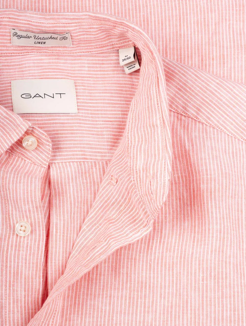 Regular Linen Stripe Shirt Peachy Pink