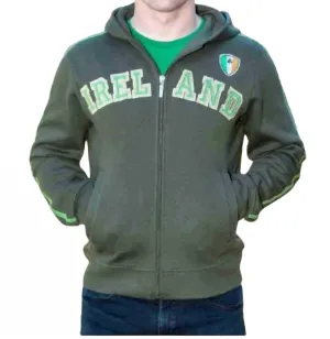 Retro Irish Hooded Zip Sweatshirt In Bottle Green