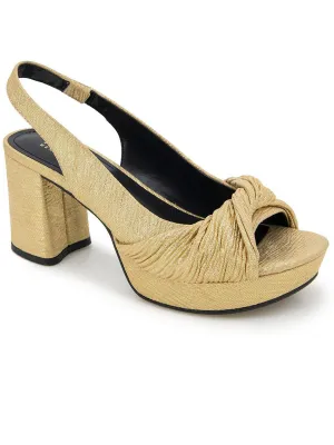 RYLEE Womens Faux Leather Peep Toe Block Heels