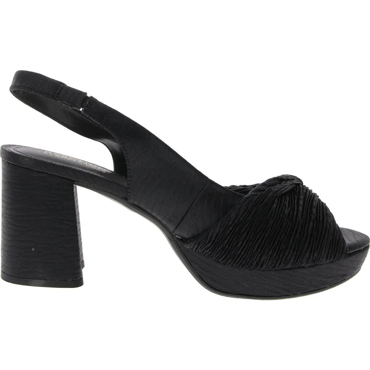 RYLEE Womens Faux Leather Peep Toe Block Heels