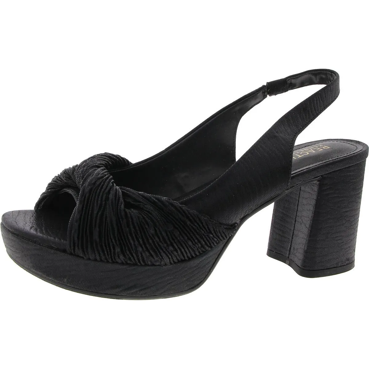 RYLEE Womens Faux Leather Peep Toe Block Heels