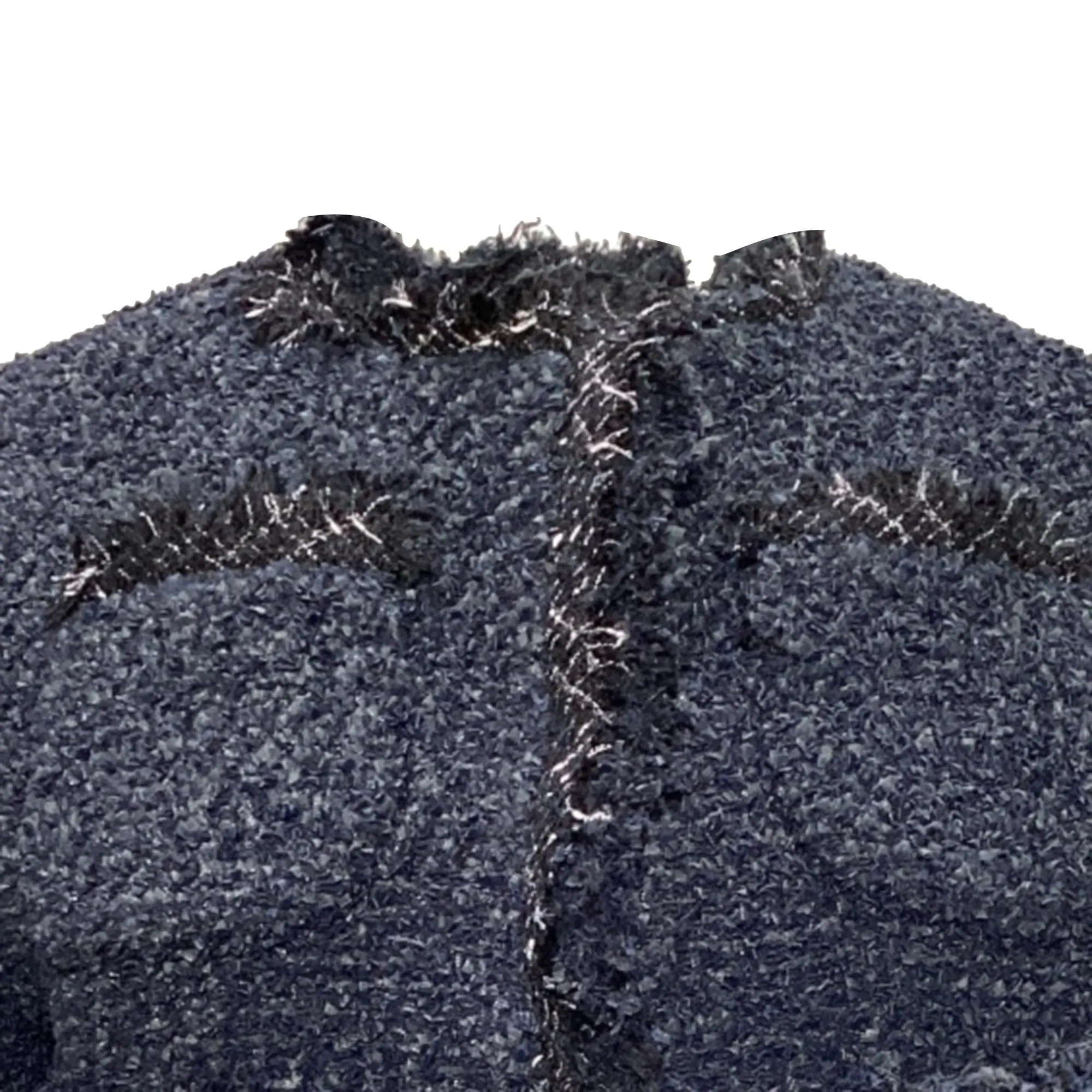 Sacai Four-Pocket Tweed Cropped Jacket in Navy Blue Nylon