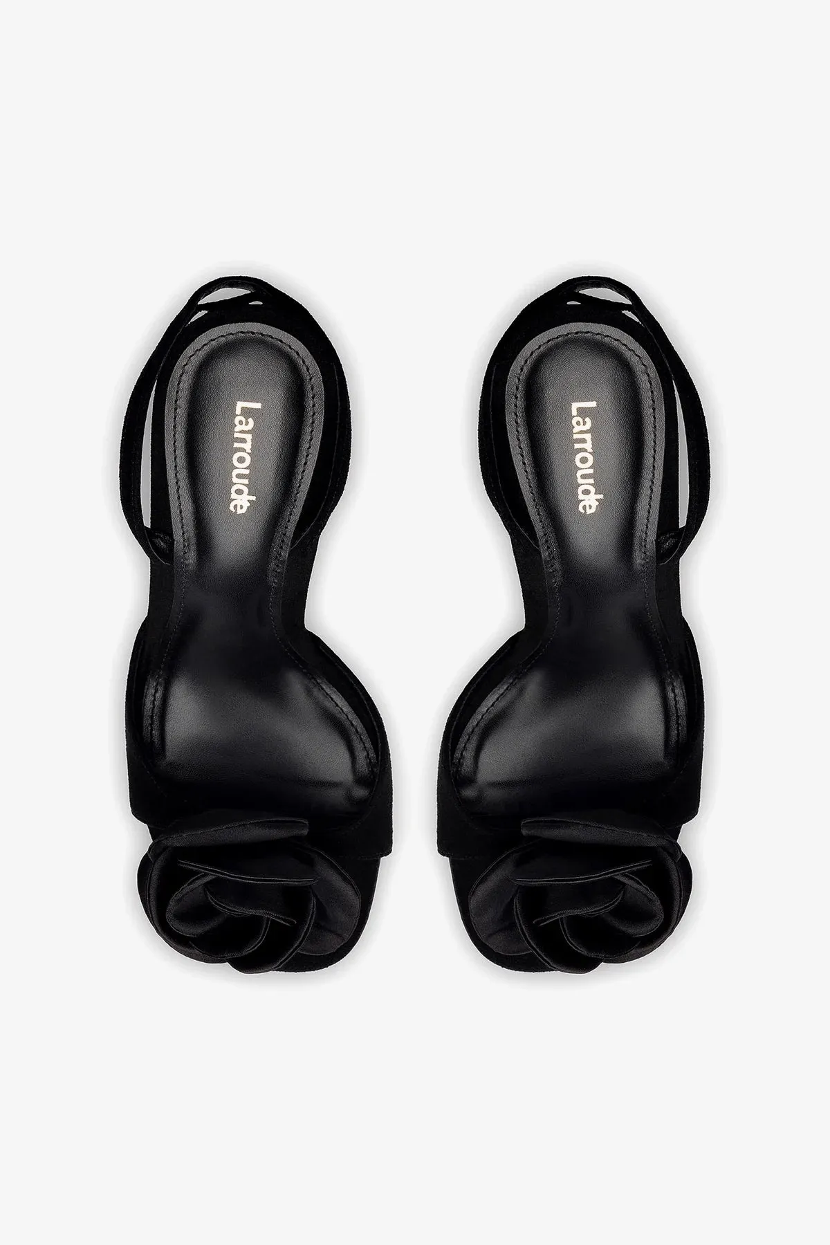 Salma Sandal In Black Suede and Satin