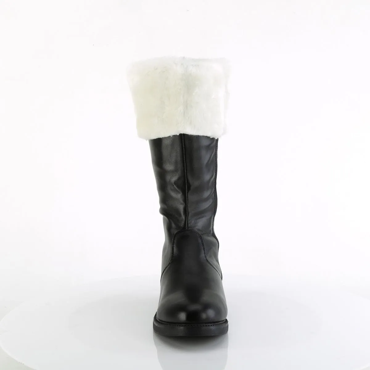 SANTA-100 Black Pu-White Faux Fur
