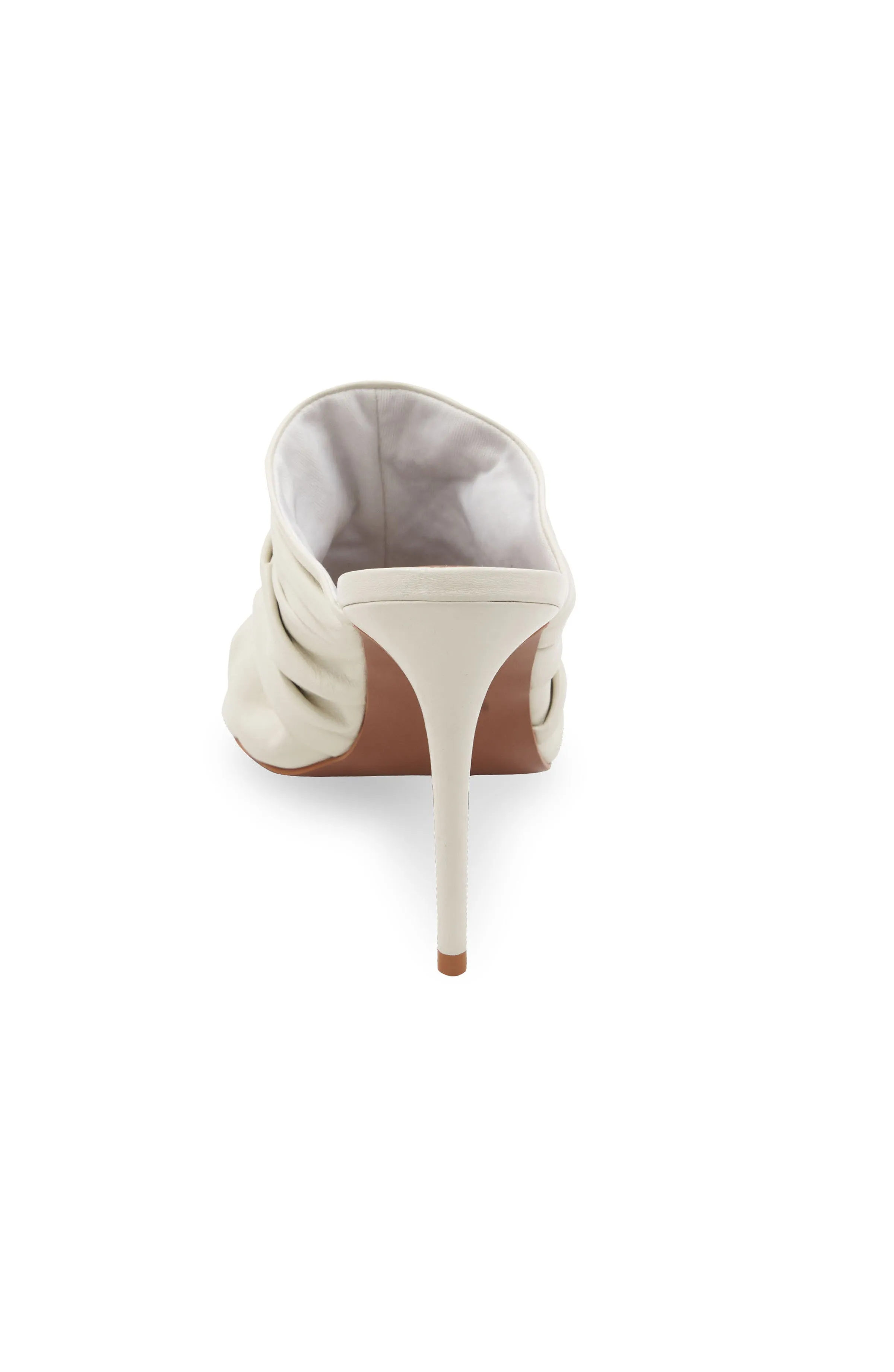 SARANI OPTIC WHITE RUCHED LEATHER HEEL MULE