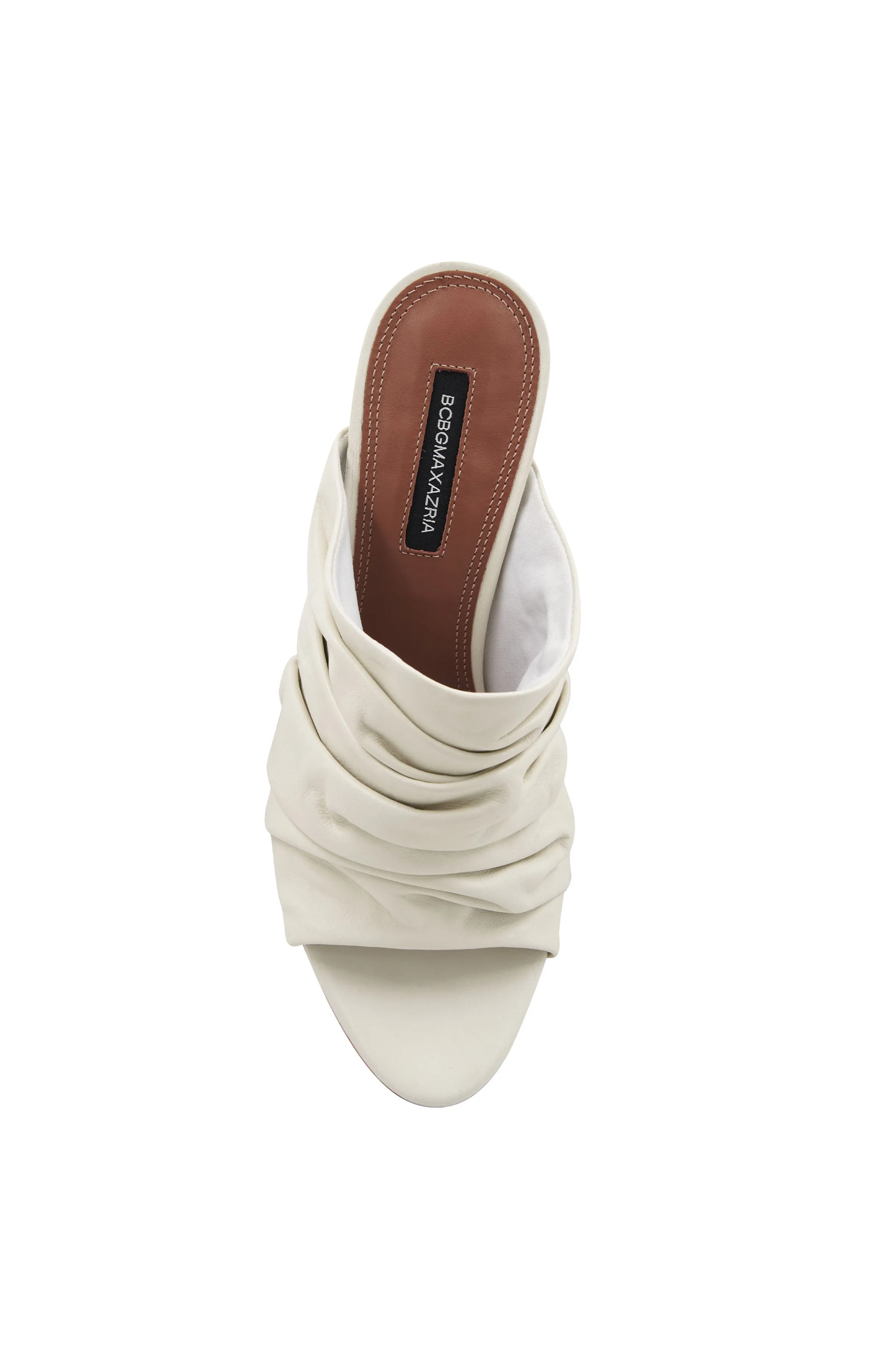 SARANI OPTIC WHITE RUCHED LEATHER HEEL MULE