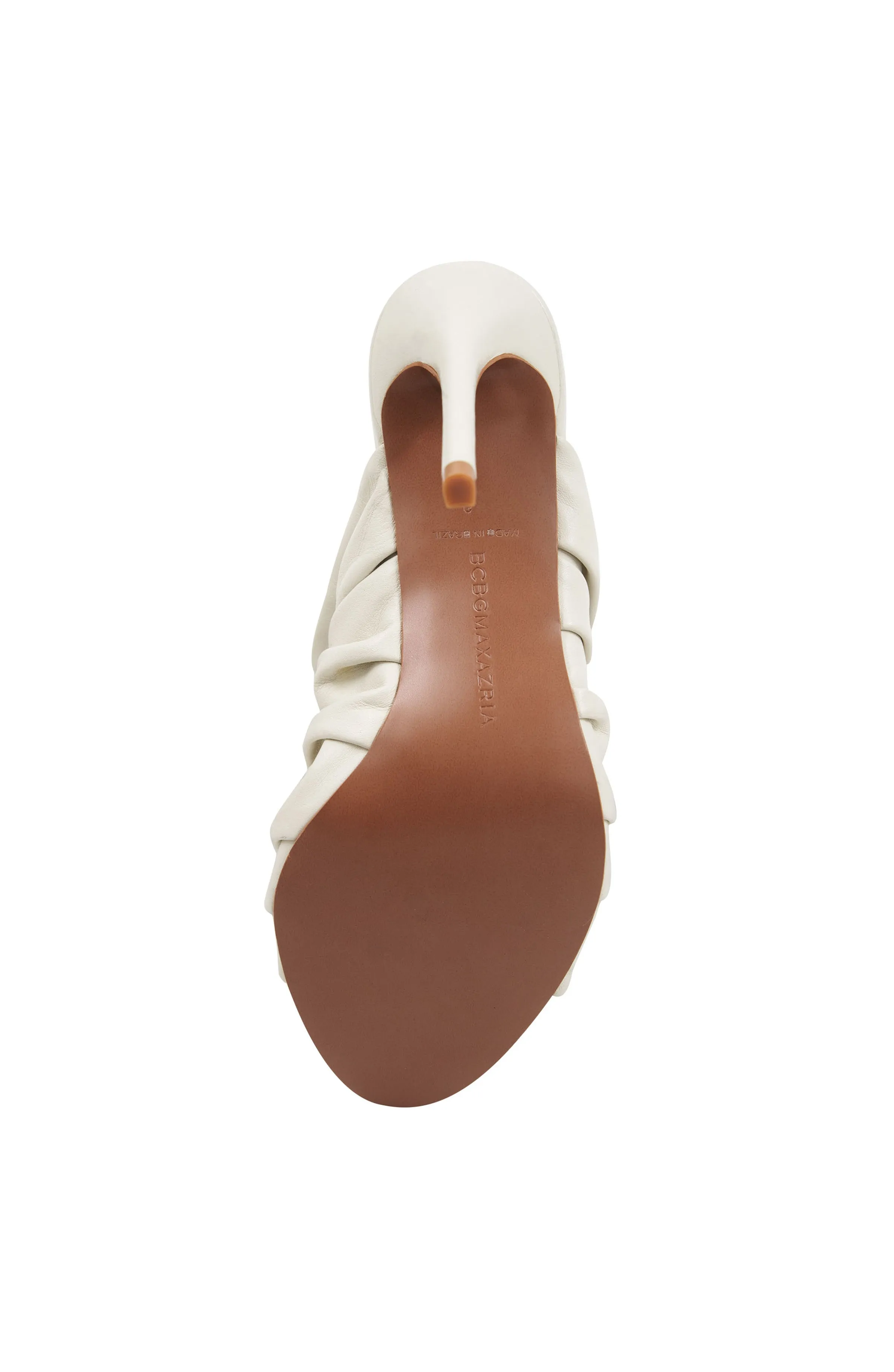 SARANI OPTIC WHITE RUCHED LEATHER HEEL MULE